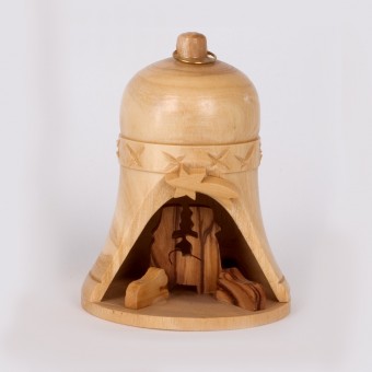 Olive wood - Nativity Bell Ornament